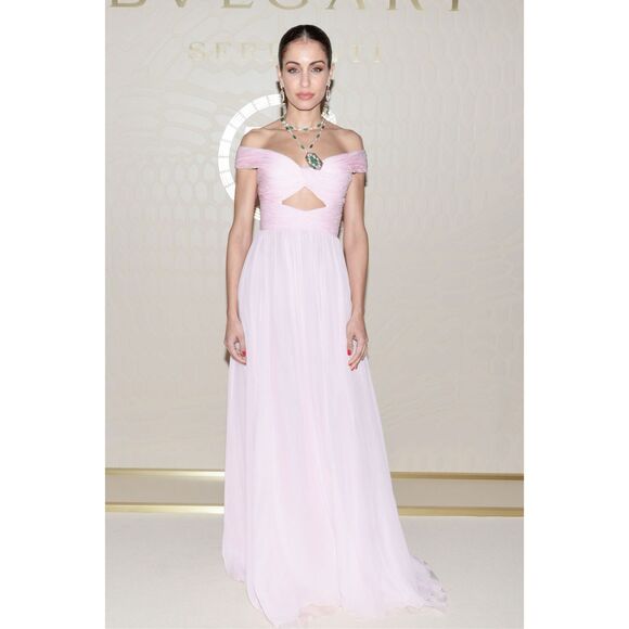 Giambattista Valli Front Twisted Bodice Off Shoulder Maxi Dress in Quartz Rose I - Picture 3 of 11